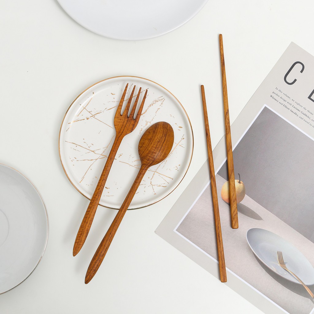 SENDOK MAKAN KAYU JATI 20CM