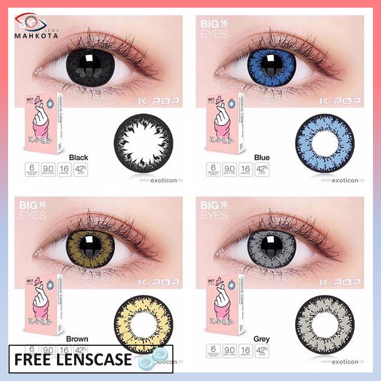 SOFTLENS X2 KPOP MINUS (-3.25 s/d -6.00) BY EXOTICON BIGEYES 16MM / GREY BROWN BLUE BLACK / K-POP / Softlen Soflen Soflens