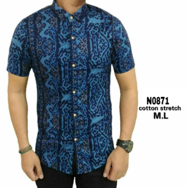 Batik pria lengan pendek warna biru