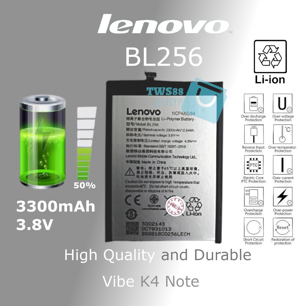 Batre Baterai Battery Lenovo BL256 K4 Note A7010 X3 Lite BL256