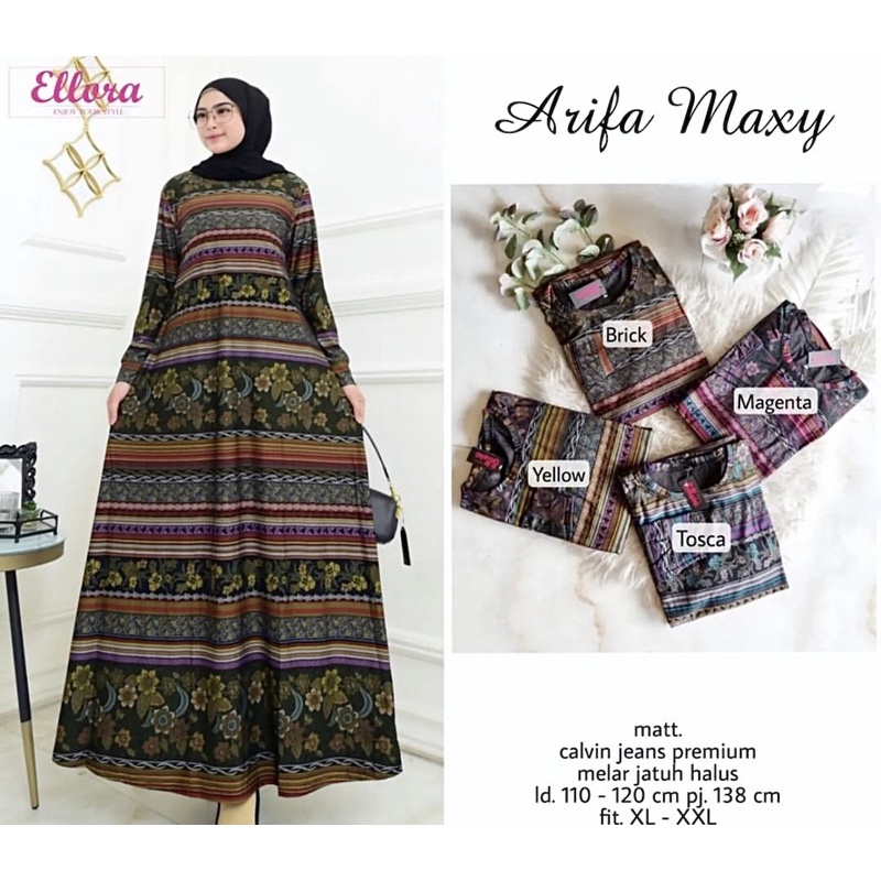 Arifa Maxy - Gamis Calvin Jeans Terbaru LD110+ Jumbo / R.25 - 023-6795