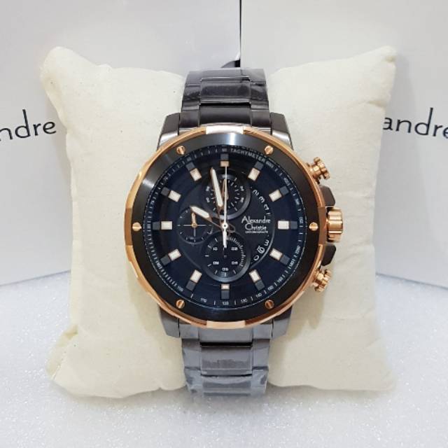 Alexandre christie ac 6528  grey rosegold jam tangan pria original