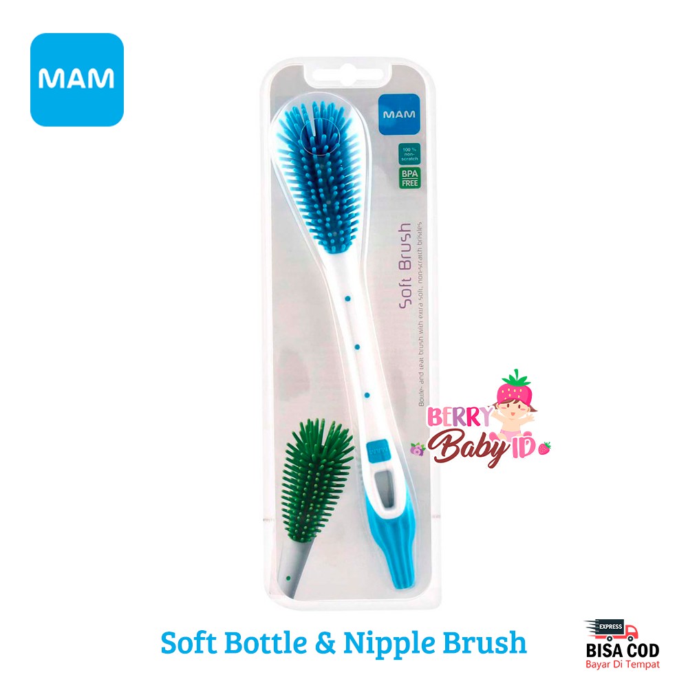 MAM Baby Bottle &amp; Nipple Soft Brush Sikat Botol dan Teat Bayi Lembut Berry Mart