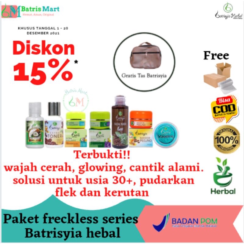 Batrisyia paket freckles series untuk flek membandel anti aging mengurangi penuaan dini batrisya herbal