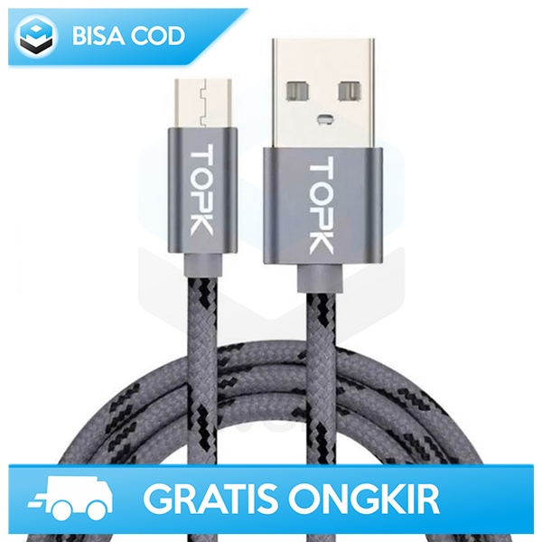 KABEL CHARGER MICRO USB TOPK MINI CONNECTOR BRAIDED 1 METER 09 S.4A 09