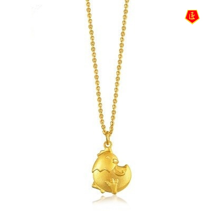 [Ready Stock]3D Gold Necklace Zodiac Rooster Cute All-Match