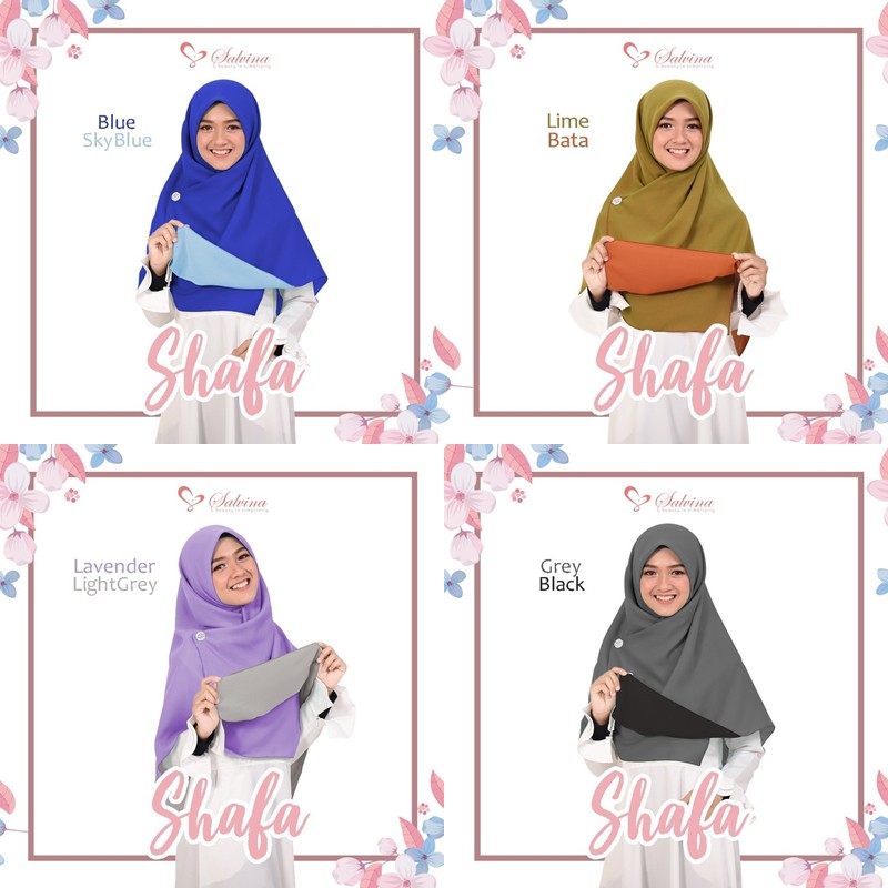 Segi Empat Bolak Balik Jilbab Hijab Shafa Polly Cotton Double Hycon Hicon