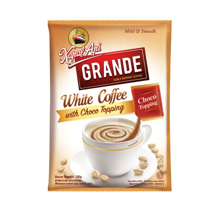 

vd201r Kapal Api Grande White Coffee Topping Pack 10 (Isi 10 Sachet @20 Gram) Ds20X11