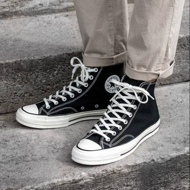 sepatu converse 70s pria wanita allstar hitam tinggi high egret pemium import