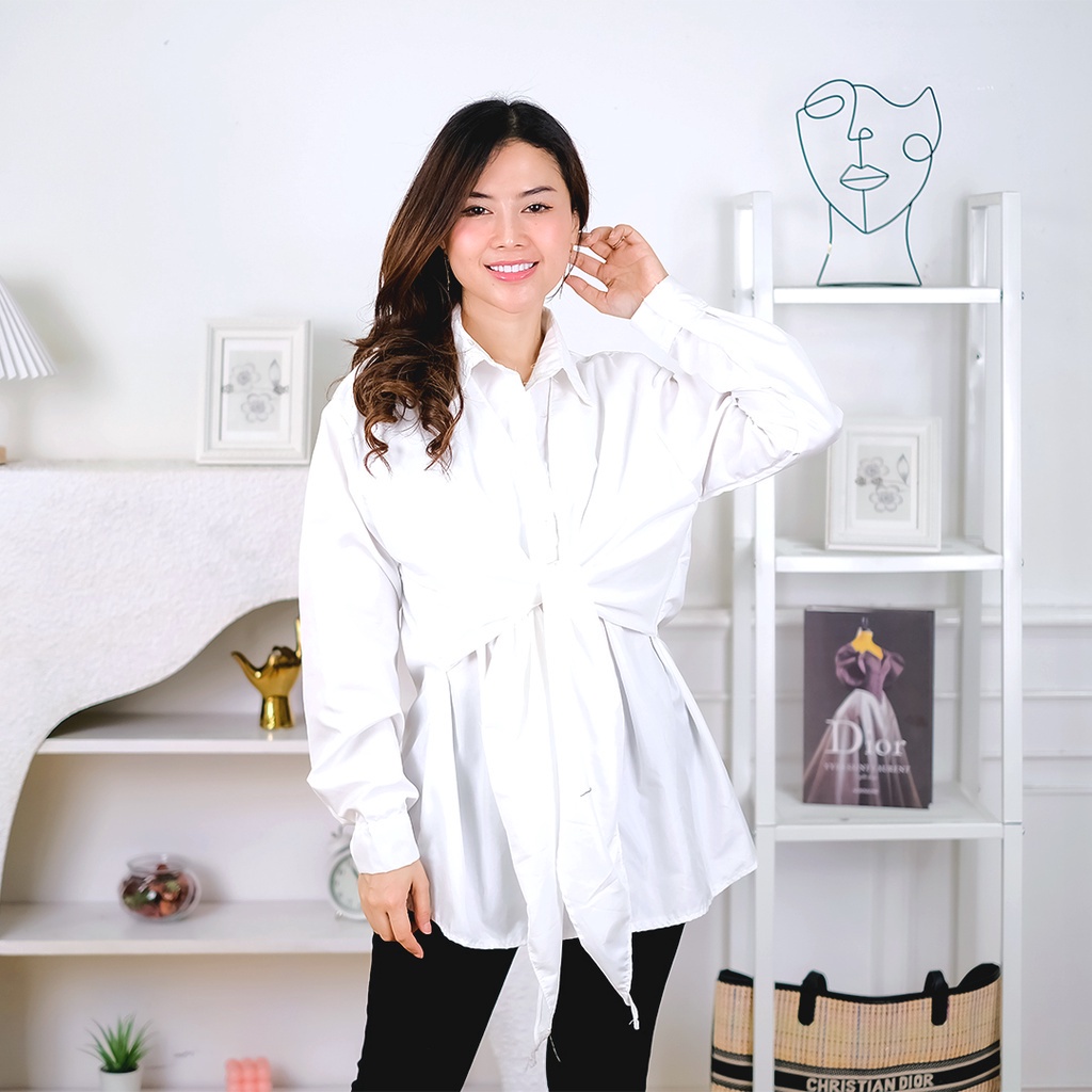 Tq88indonesia Fashion Baju Atasan Wanita Terbaru /  Megan Top Blouse Lengan Panjang / Busana Casual Cewek / Ootd / Outfit