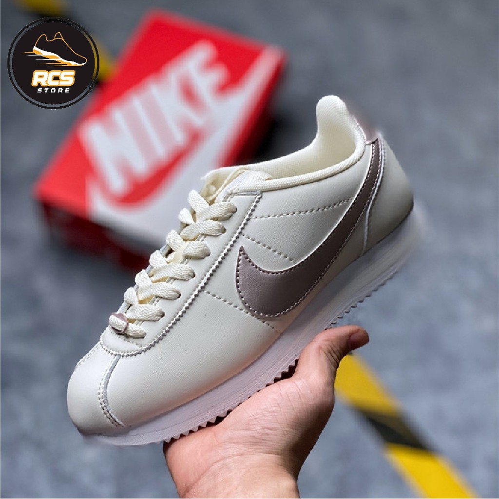 beige leather nike