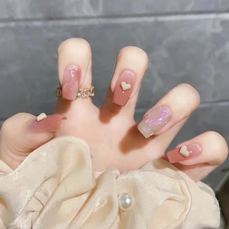 Kuku Palsu 【B64，lem cair】Nikah kuku Wedding False Nailart Pengantin Tangan