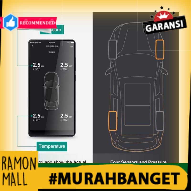PET premium  Xiaomi 70mai Midrive Monitoring Tekanan Ban Mobil TPMS Solar Power T01 Diskon