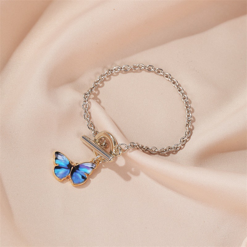 Set Kalung Rantai Choker Liontin Butterfly Gaya Retro Korea Untuk Wanita