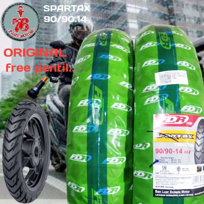 BAN TUBELESS MATIC FDR SPARTAX UK.90/90 .14 FREE PENTIL