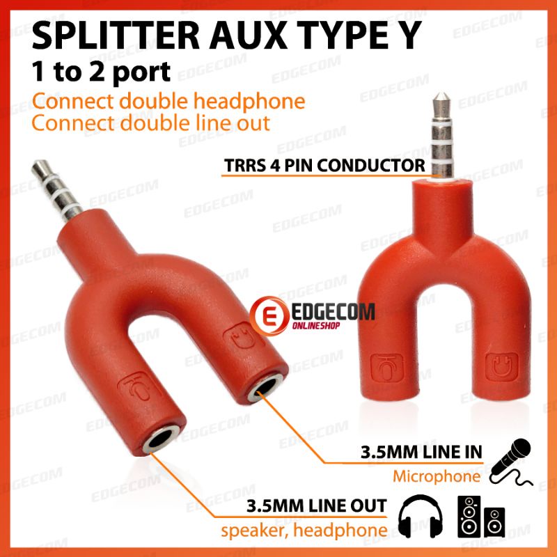 Konektor Splitter Audio + Mic Jack 3,5mm Headphone Microphone