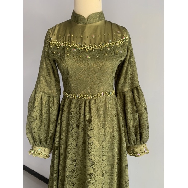 baju gamis hijau army fashion by Mano