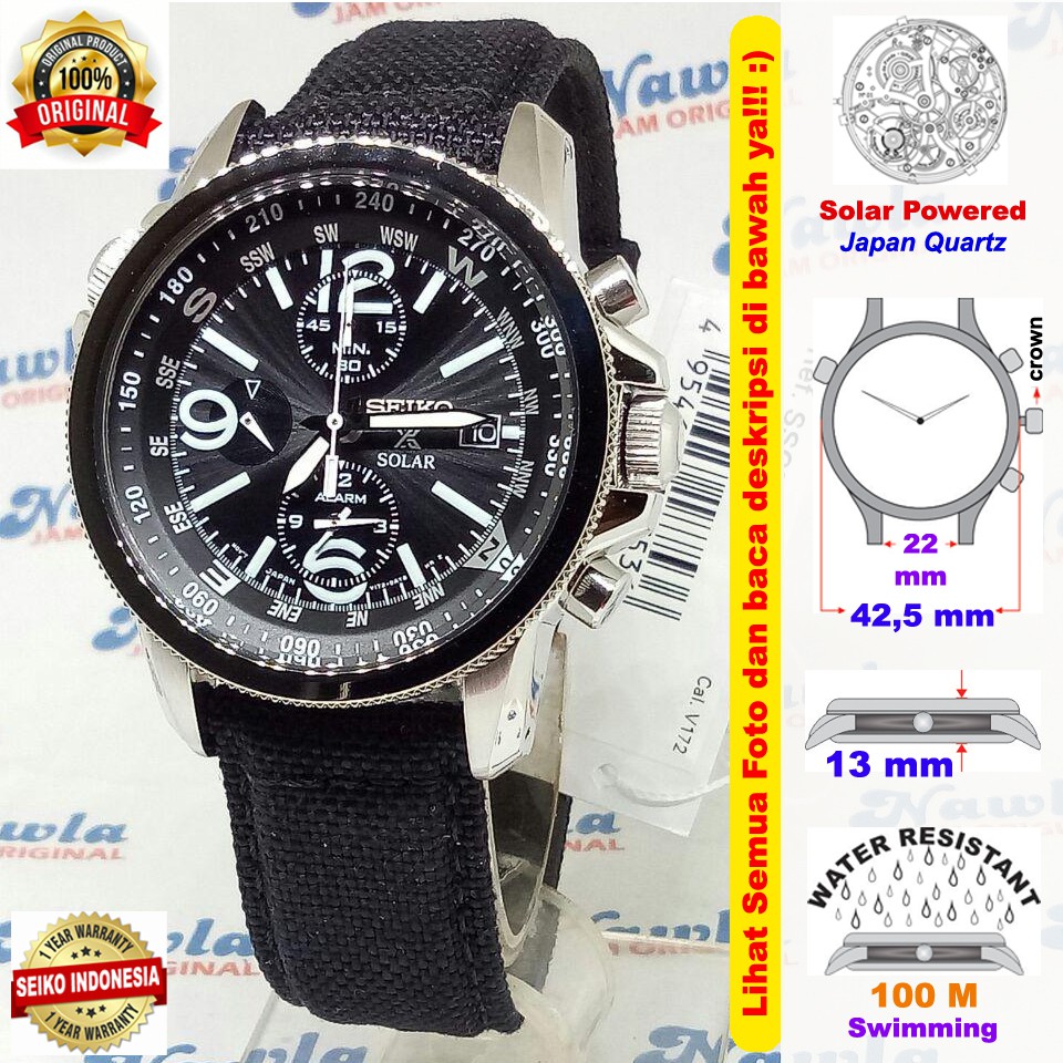 Seiko Prospex SSC293P2 Solar Military Chrono Nylon - Jam Pria SSC293