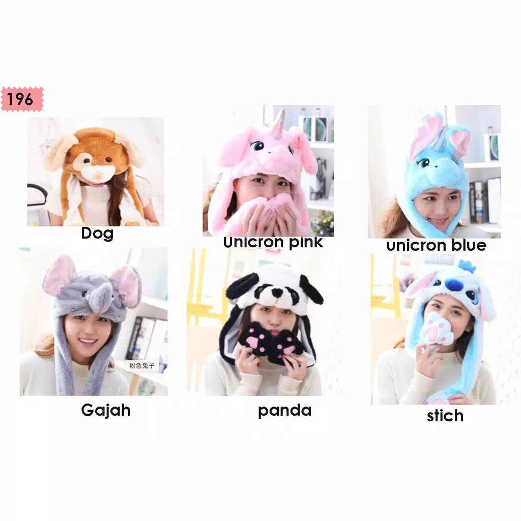 LS 030 - BUNNY HAT DANCING TOPI CUTE IMPORT KARAKTER DENGAN KUPING GERAK RABBIT EAR CAP IMPORT