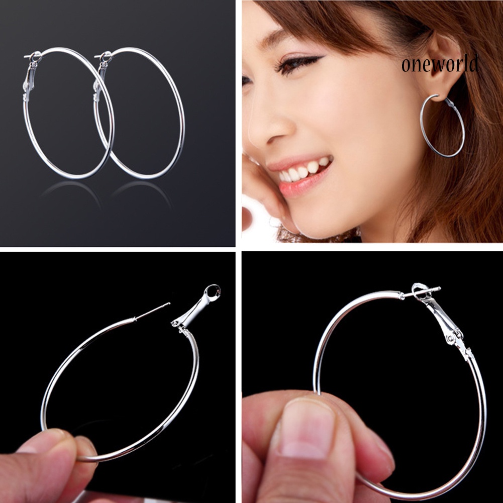 OW@ 1Pair Women Big Circle Charm Statement Hoop Earrings Evening Party Jewelry Gift