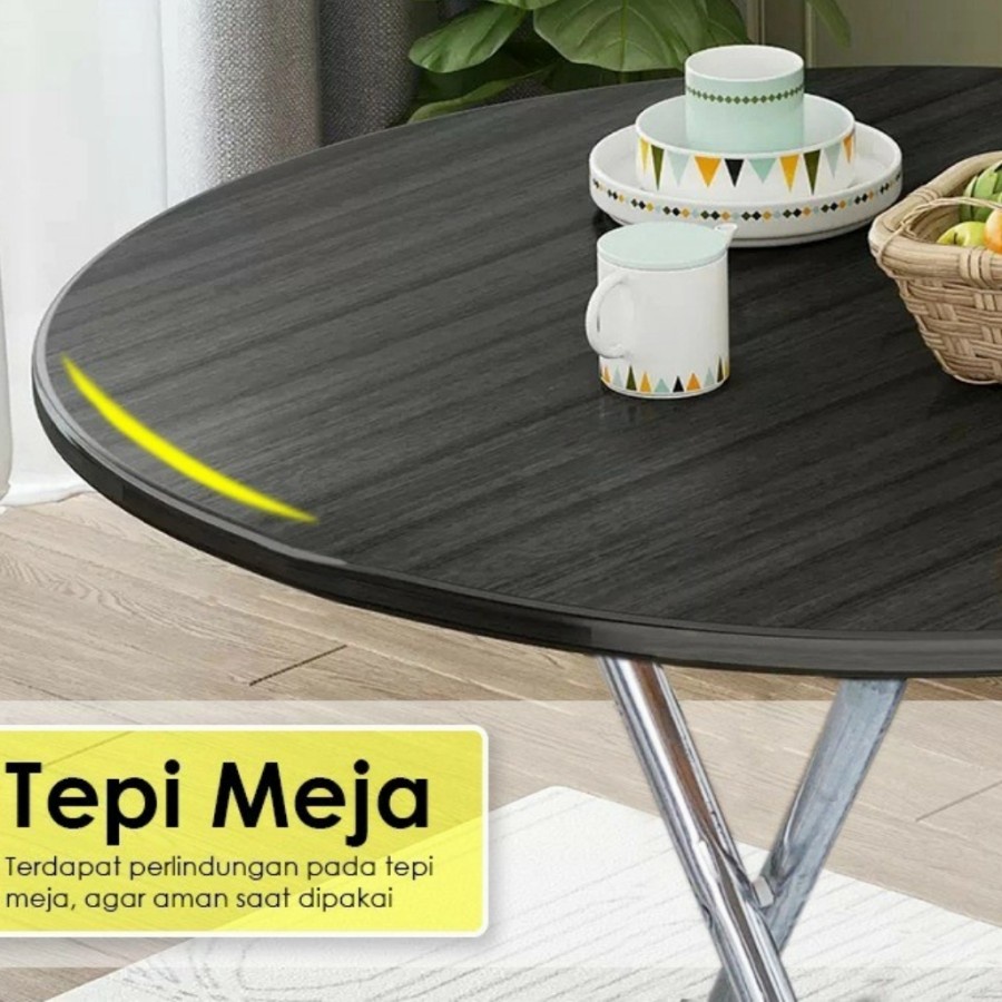 Meja Lipat Model Bulat HPL Cafe Table Makan Serbaguna Dekorasi Rumah
