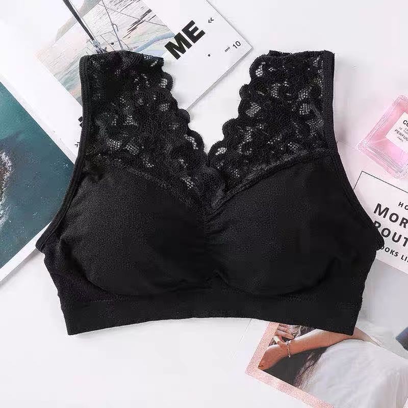HOHO_HWANG (B-29) Bra BH Wanita Tanpa Kawat Bahan Halus Bralette Elastis Sexy dengan Busa IMPORT-B-29 hitam