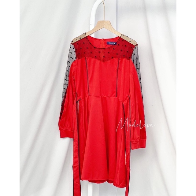 MDLV ~ CNY0722# Redstar Dress Red Mini Dress Premium Dress Sincia Dress Imlek Fashion Import