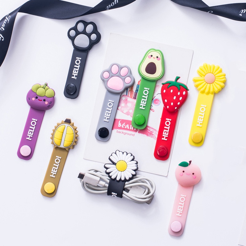 Pelindung Kabel Data / Earphone Bahan Silikon Motif Kartun