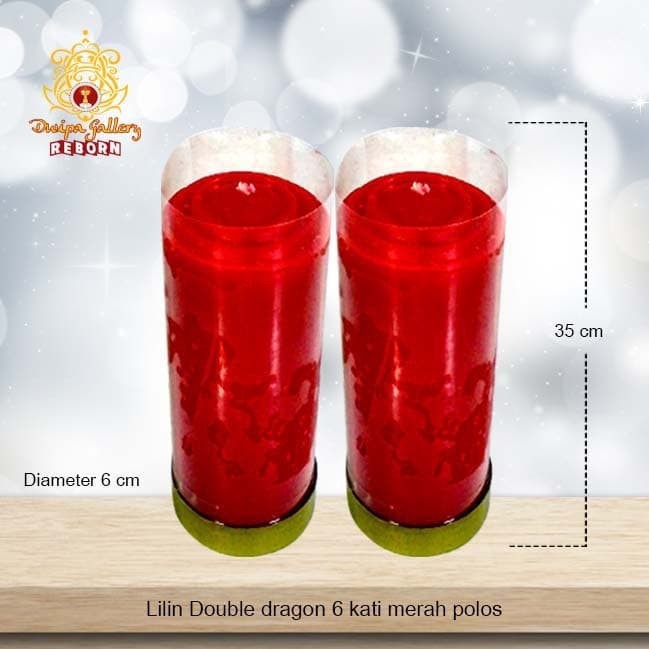 Lilin/Candle Puja Sembahyang Double Dragon 6 Kati Merah Polos