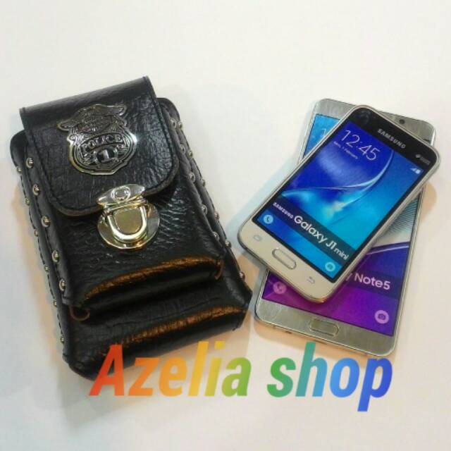 Sarung hp kulit asli pria-harley police /dompet hp kulit/tas hp pinggang-motif buaya