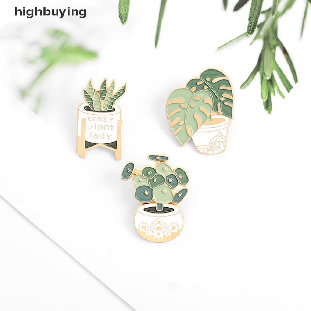 Hbid Bros Pin Enamel Desain Tanaman Pot Monstera Sansevieria I Love Plant