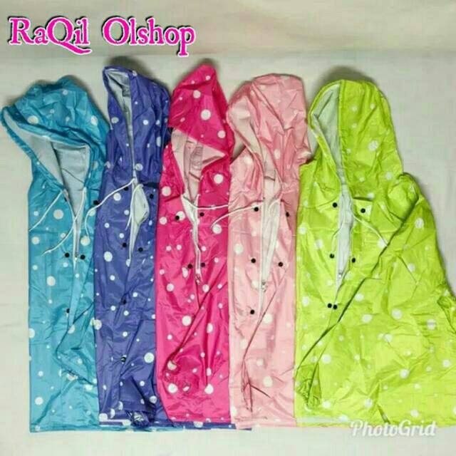 Jas hujan wanita / jas hujan setelah celana / jas hujan polkadot