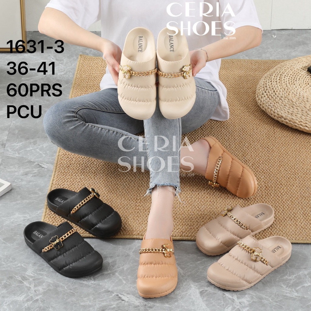 BEAR Sandal Jelly Wanita Korean Import Model Selop Bahan Rubber PVC Empuk Ringan Karet Non-Slip Motif Bear Chain RT-BR