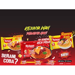 

Mie Richeese Mie Goreng Keju Fire Level 0 & 3 Ramen Mi Instan