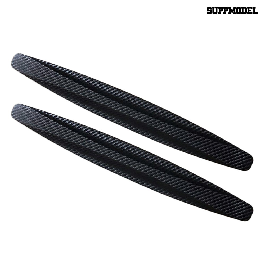 Supmodel 2pcs Strip Pelindung Pinggiran Bumper Mobil Suv Tekstur Carbon Fiber Anti Gores