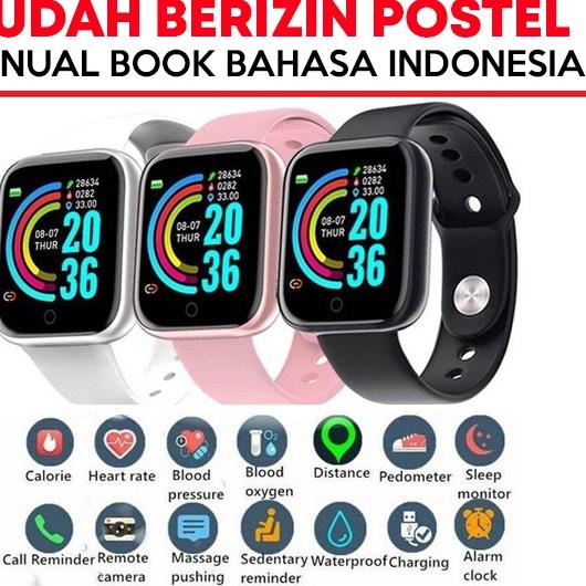 ℮ Dennos Y68 smartwatch d20 Jam Tangan Tahan Air IP68 Monitor Denyut Jantung ❉