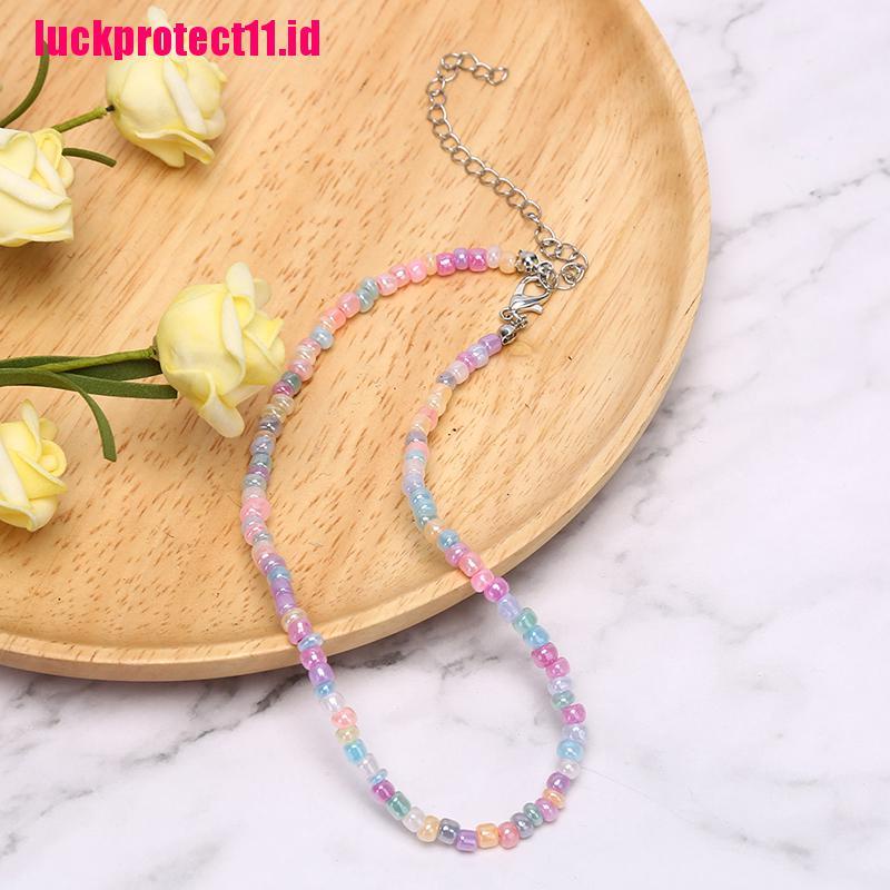 Kalung Choker Rantai Manik-Manik Warna-Warni Gaya Boho Untuk Wanita