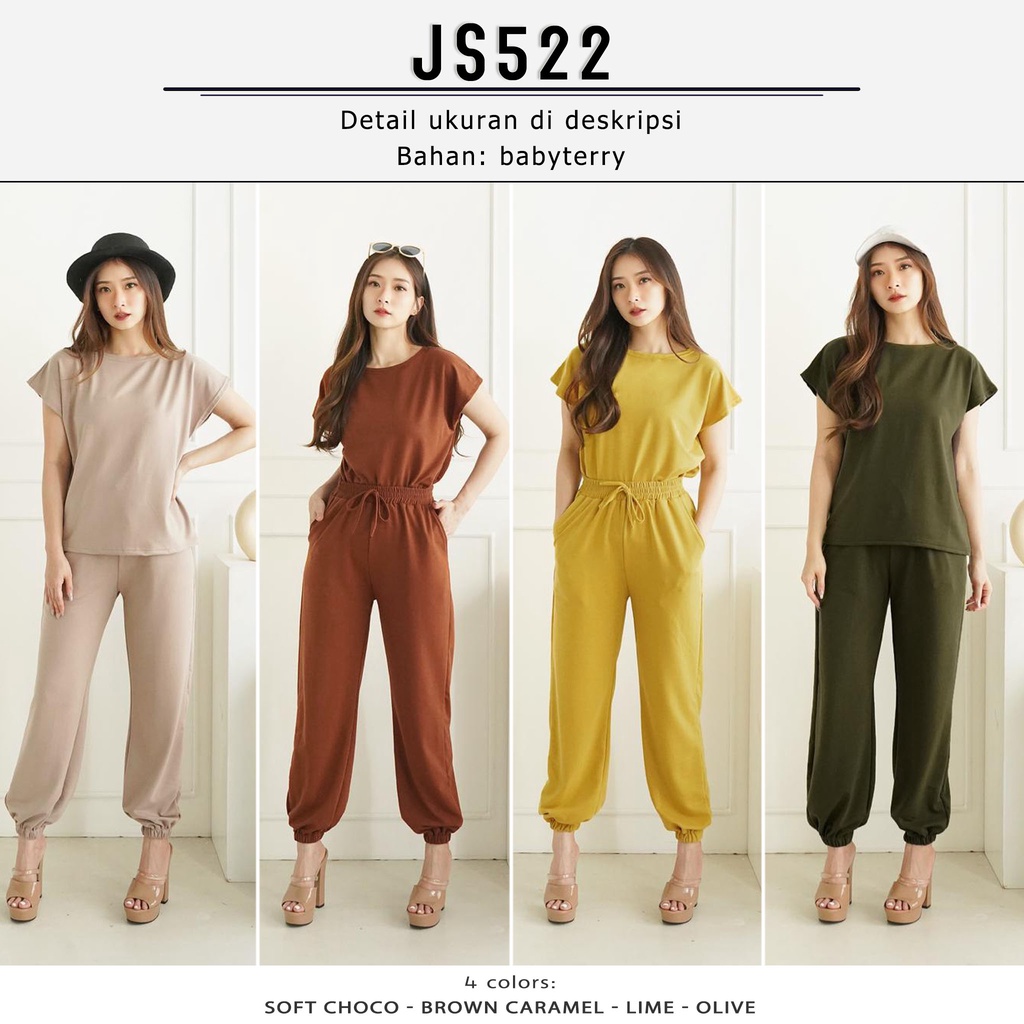 JS522 Ellen Babyterry Jogger Set | Setelan Babyterry Casual