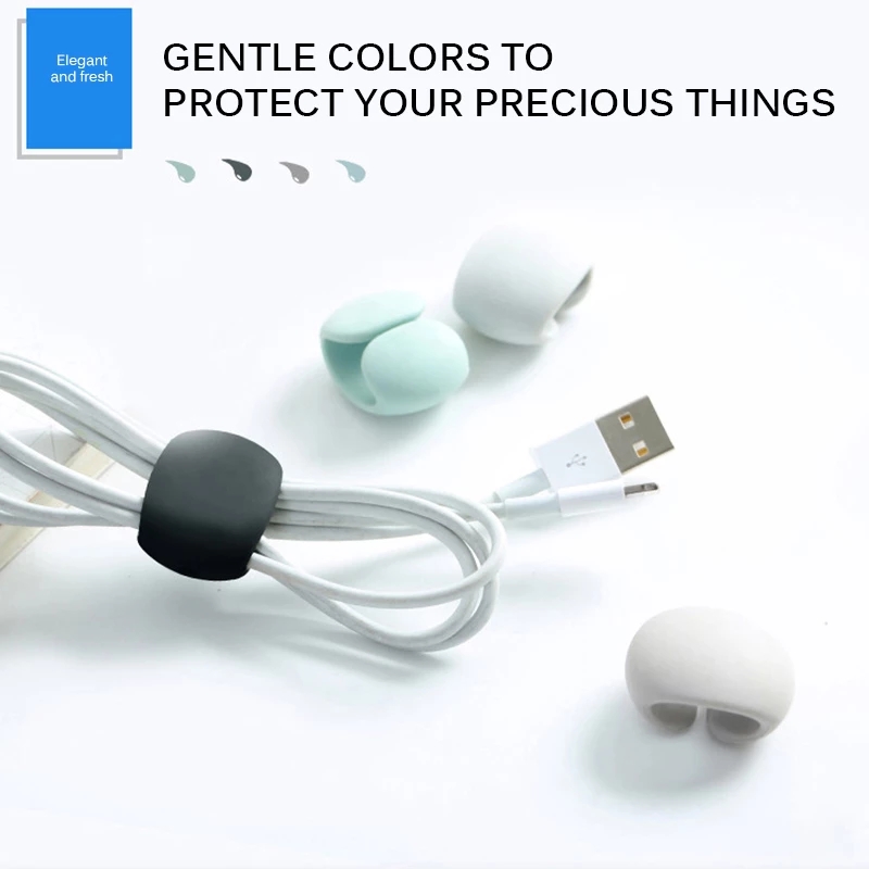 4 Color  Portable Reusable Cable Clips/ Charger Cord Organizer Buckle / Multipurpose  Earphone Line Tidy Holder / Cable Management Winder