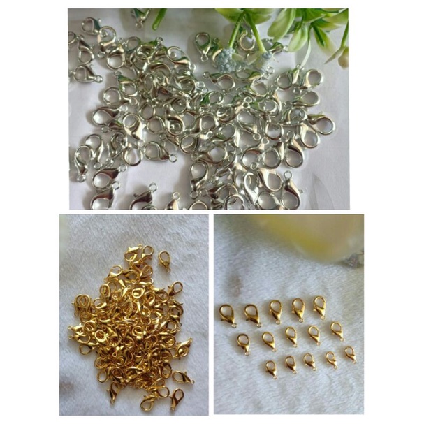 Kokot udang pengait aksesori silver/gold 12mm, 14mm &amp; 16mm