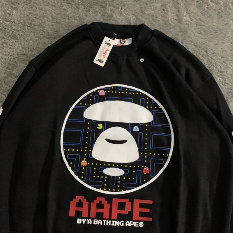 SWEATER CREWNECK AAPE BATHING APE PACMAN FULLTAG &amp; LEBEL