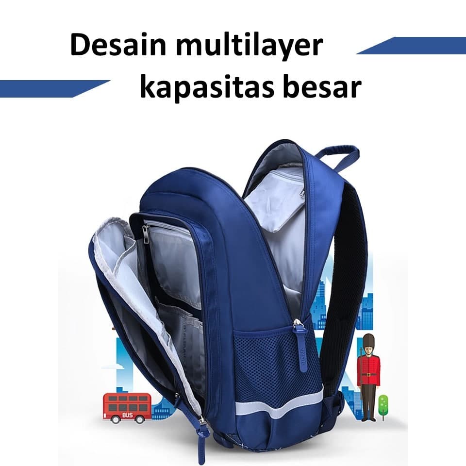 Zhima Baby Sport Tas Sekolah Model Bukaan Pintu Kulkas - Ransel Sekolah - Backpack - Tas Ransel Sekolah Model Terbaru - Tas Sekolah Import - Ransel Korea