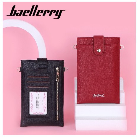 Tas Selempang Kulit Mini Wanita Dompet Cewek Tipis Tekstur Kulit Jeruk Baellerry N8609 IMPORT TRBARU