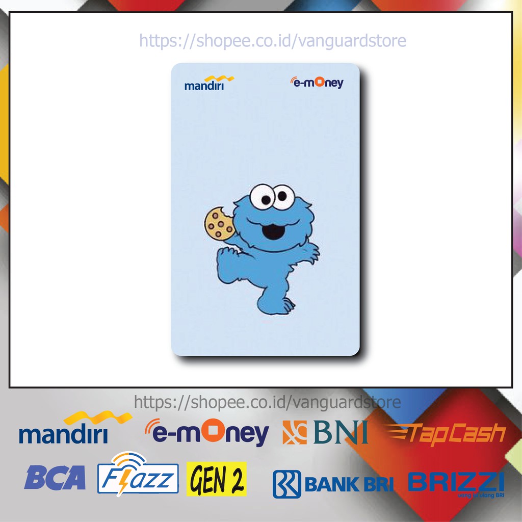 KARTU E MONEY E TOLL KARTUN ELMO BIRU ANIME 8 EMONEY MANDIRI FLAZZ BCA BNI TAPCASH BRIZZI BRI