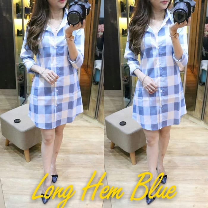 Murah long hem blue dress 0133 sav