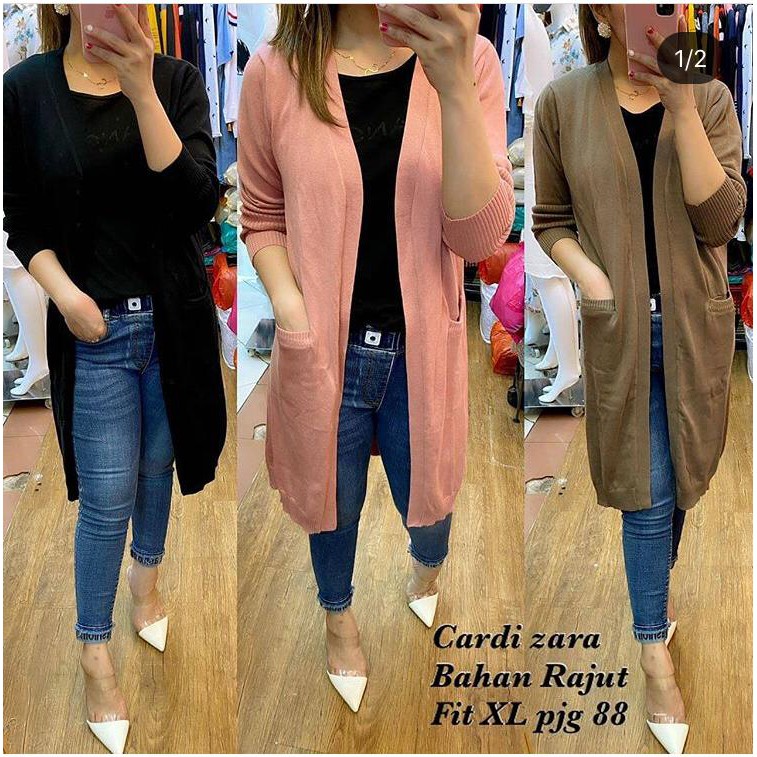 cardigan panjang polos rajutan wanita