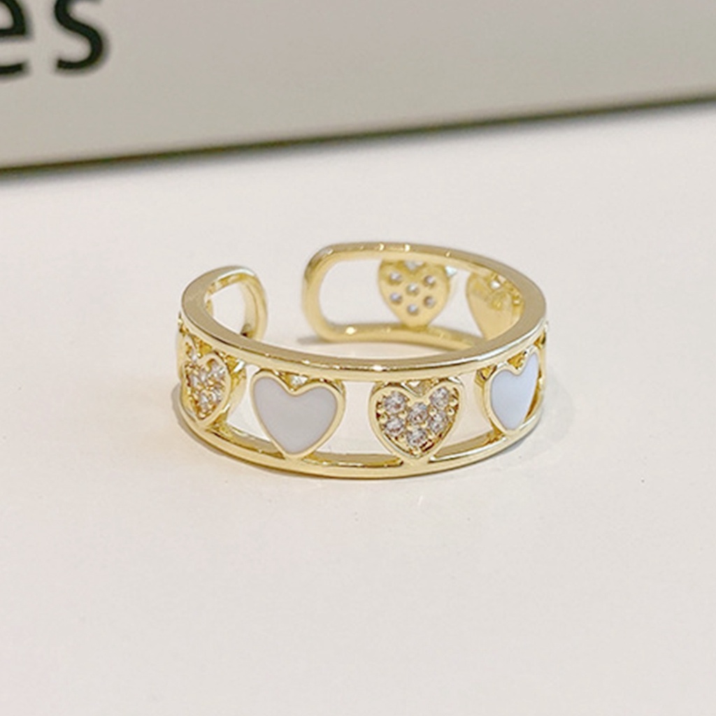 Hu Hu Hu Hu Hu Alat Bantu Pasang Kacamata♡ Cincin Bentuk Hati Geometris Model Hollow Bahan Tembaga Untuk Pesta