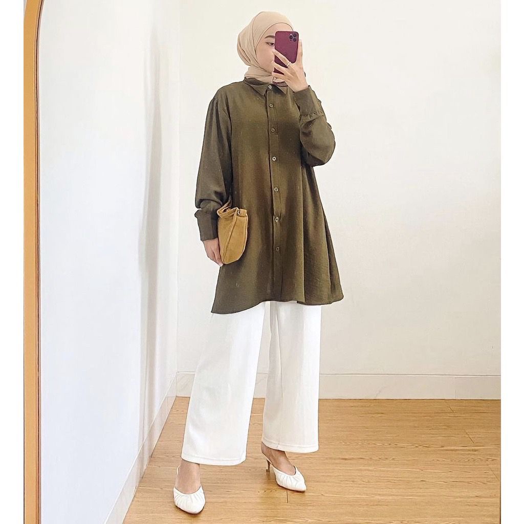 BEFAST - ZFS OOTD Wanita Tunik YUMIYA / MINA CRINCLE TUNIK / Tunik Wanita Muslimah / Tunik Kekiniaan Remaja Wanita / Fashion Wanita Hijab / Tunik Lengan Panjang / Tunik Polos Casual / Terabru 2022 / Terlaris / Trendy