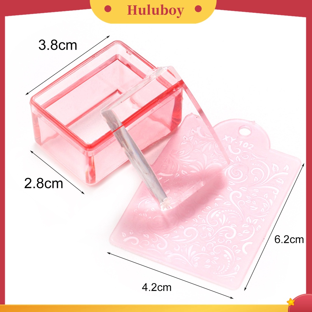 Huluboy Huluboy♡ Stempel Kuku Bentuk Persegi Bahan Silikon Transparan Untuk Manicure Wanita
