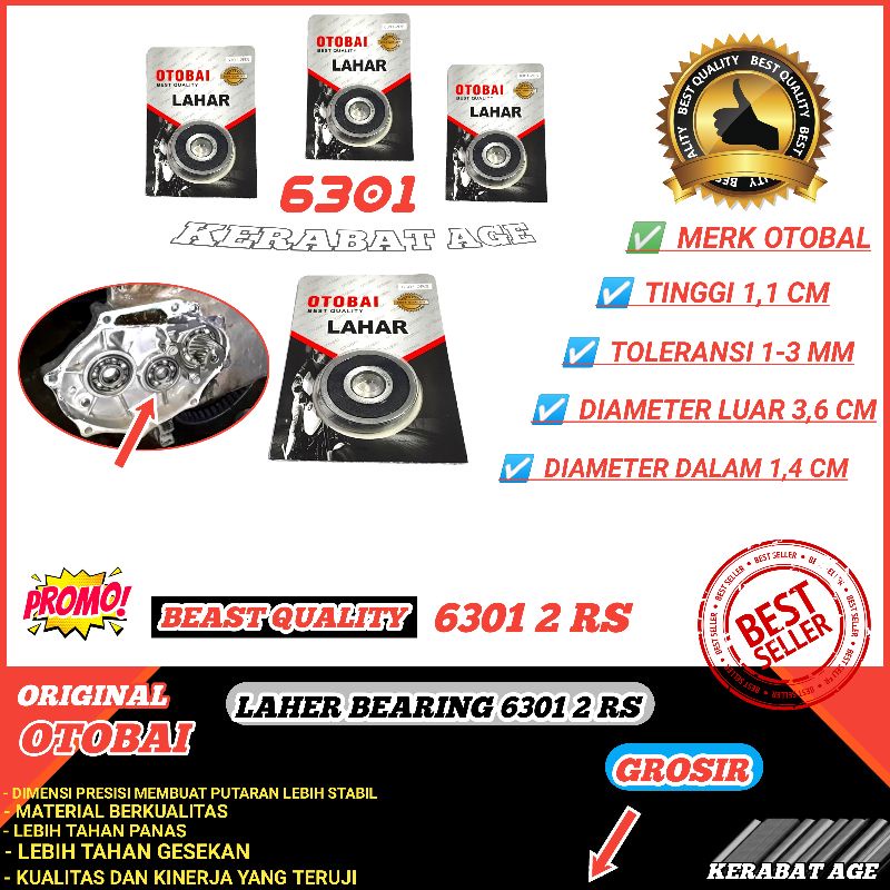 Bearing Bering Klaher Laher 6301 2 Rs Original OTOBAI